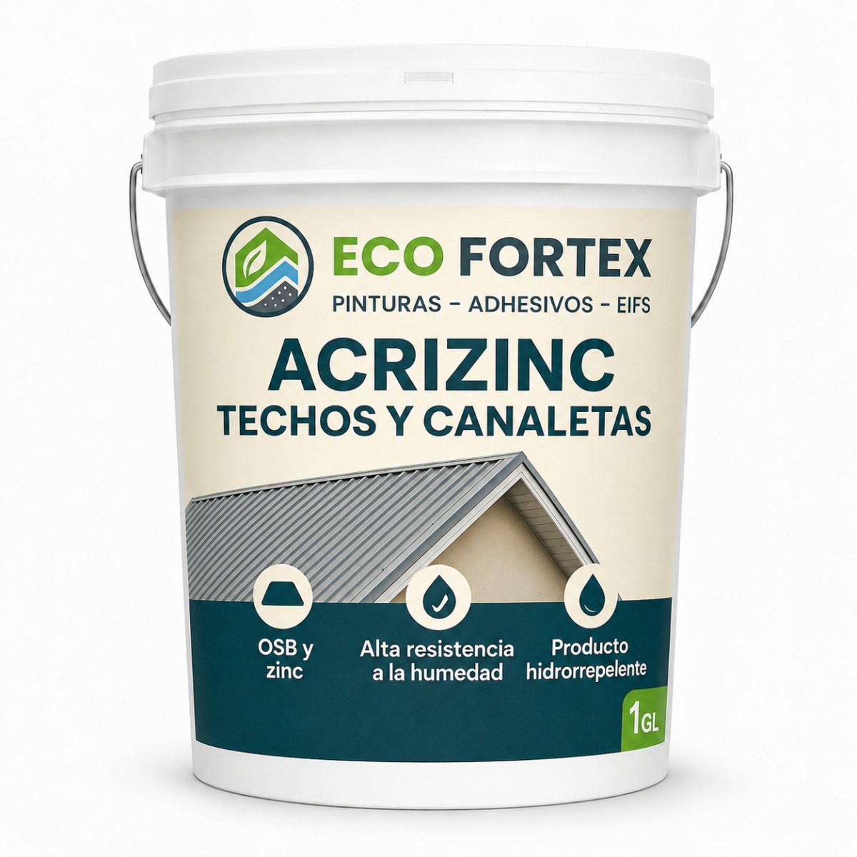 Pintura para Techos Acrizinc Colores - Galón 4 litros ECO FORTEX para proteger cubiertas ...