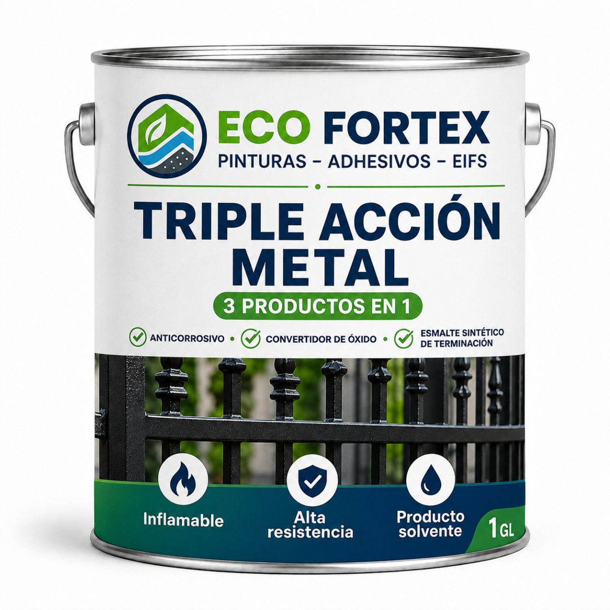 Triple Acción Metal - Galón 4 litros ECO FORTEX maxima solución para proteger, decorar ...